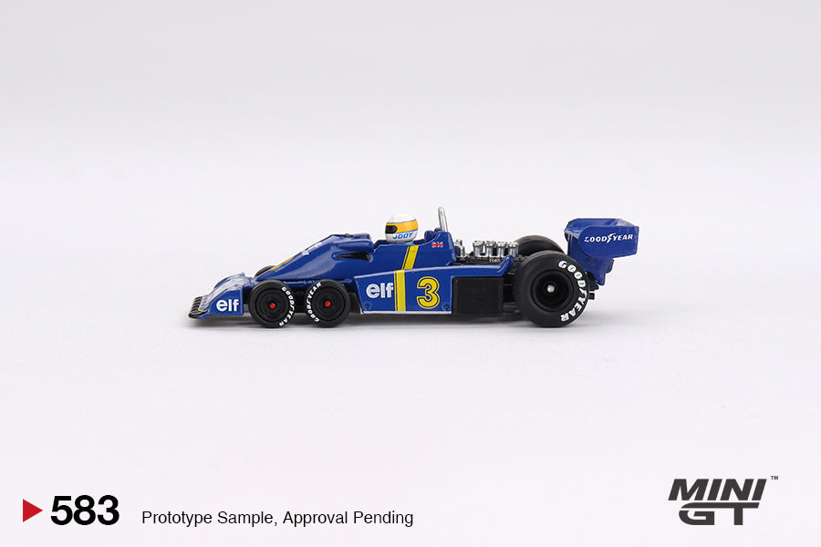 Preorder - October 2023 - 1/64 1976 Tyrell P34 6-wheeler #3 Jody Scheckter Winner Swedish GP, blue/yellow