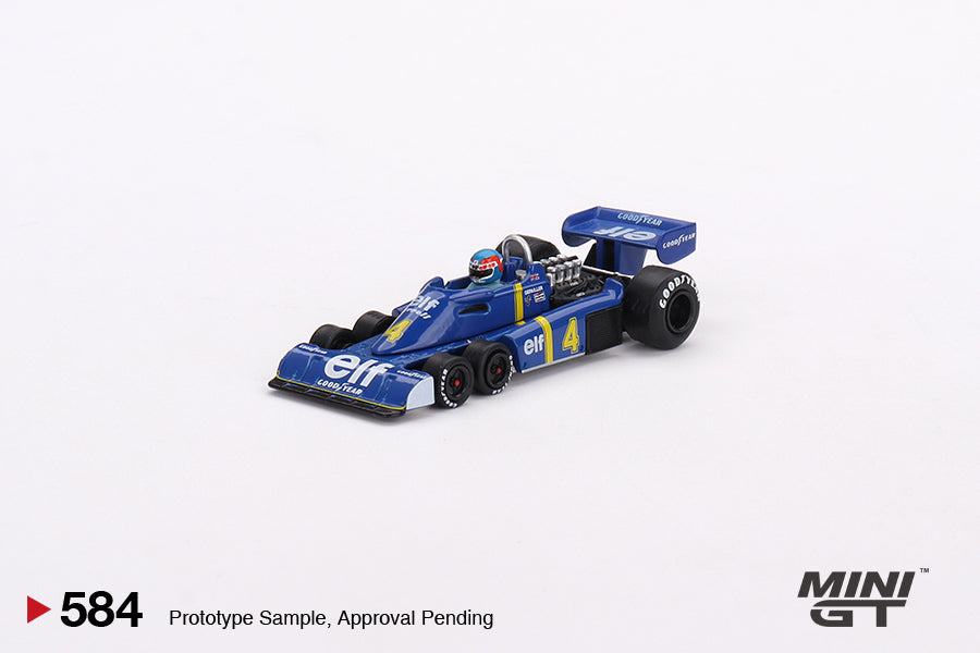Preorder - October 2023 - 1/64 1976 Tyrell P34 6-wheeler #4 Patrick Depailler 2nd Place Swedish GP, blue/yellow