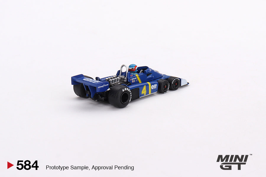 Preorder - October 2023 - 1/64 1976 Tyrell P34 6-wheeler #4 Patrick Depailler 2nd Place Swedish GP, blue/yellow