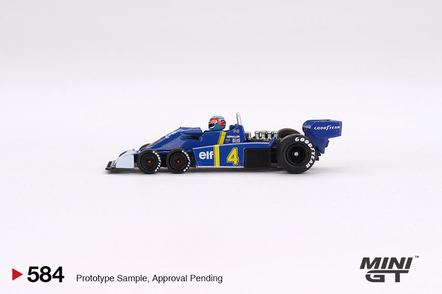 Preorder - October 2023 - 1/64 1976 Tyrell P34 6-wheeler #4 Patrick Depailler 2nd Place Swedish GP, blue/yellow