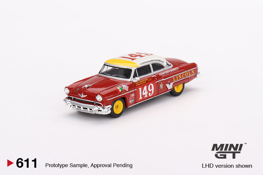 Preorder - October 2023 - 1/64 1954 Lincoln Capri #149 Carrera Panamericana Class Winner, red/white/yellow