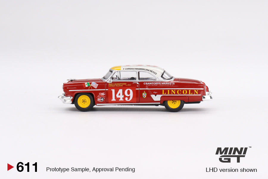 Preorder - October 2023 - 1/64 1954 Lincoln Capri #149 Carrera Panamericana Class Winner, red/white/yellow