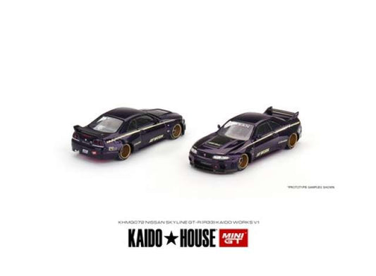 Preorder - October 2023 - 1/64 Nissan Skyline GT-R R33 Kaido Works V1, black/purple metallic