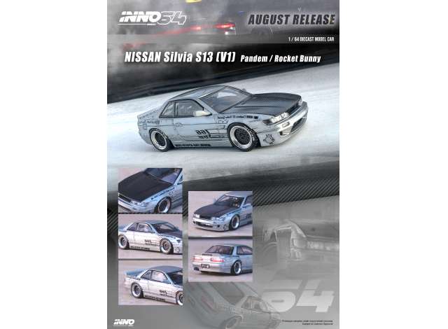 Preorder - September - 1/64 Nissan Silvia (S13) V1 Pandem *Rocket Bunny*  silver