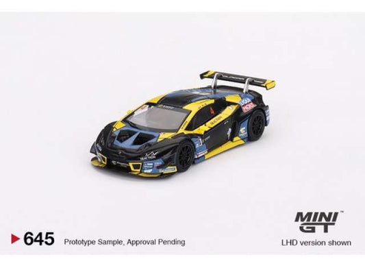 Preorder - December 2023 - 1/64 2022 Lamborghini Huracan GT3 EVO #4 3rd Place Macau GP Macau GT Cup, black/yellow