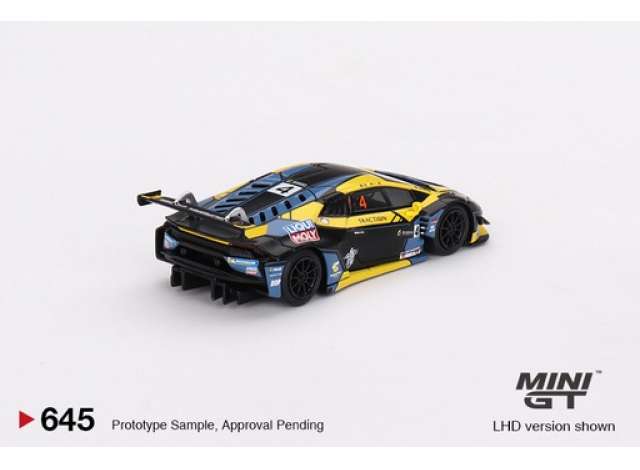 Preorder - May 2023 - 1/64 2022 Lamborghini Huracan GT3 EVO #4 3rd Place Macau GP Macau GT Cup, black/yellow
