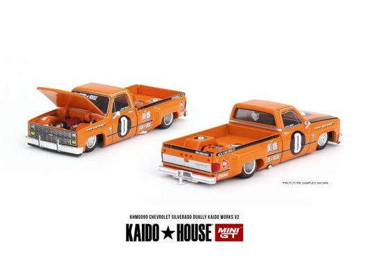 Preorder June 2024 - 1/64 Kaido House Chevrolet Silverado Dually KAIDO WORKS V2, orange