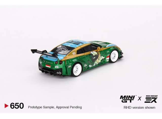 Preorder February 2024 - 1/64 LB Silhouette Works Nissan GT 35GT-RR Ver.2 *RORO*, green/blue