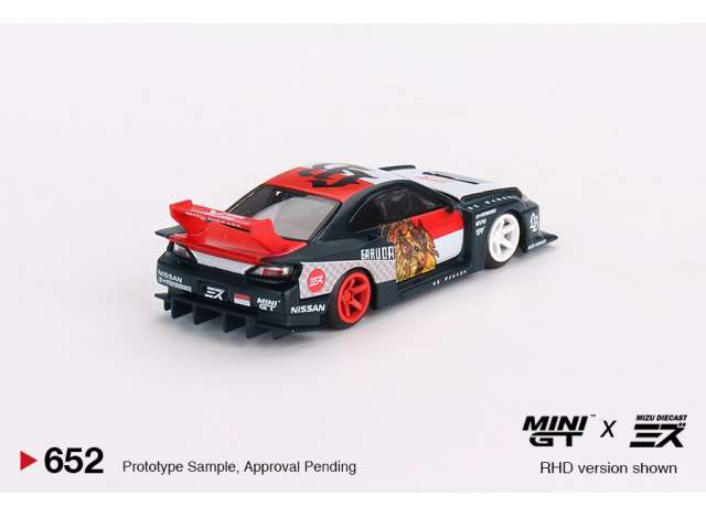 Preorder April 2024 - 1/64 LB Super Silhouette Nissan S15 Silvia *Garuda*, black/red/white