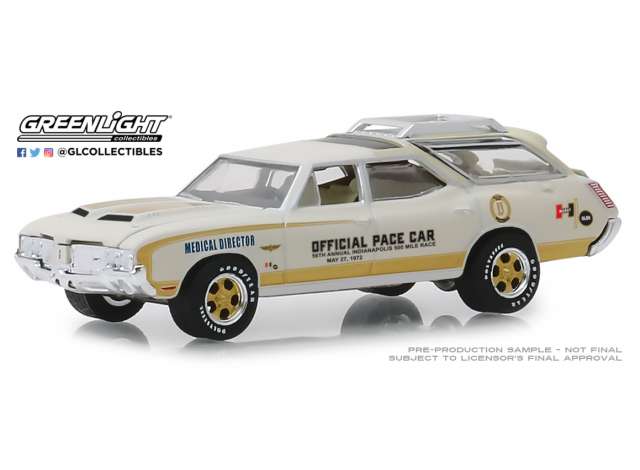1/64 1972 Oldsmobile Vista Cruiser 56th Annual Indianapolis 500 Mile Race Oldsmobile Official Pace Car Medical Director *Hobby Exclusive*, white/yellow