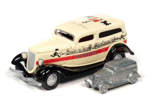 1/64 Monopoly 1933 Ford Panel Delivery & Token, cream/black
