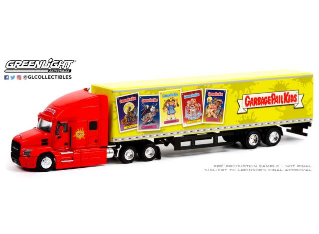 1/64 2019 Mack Anthem 18 Wheeler Tractor-Trailer *Garbage Pail Kids Express Delivery*, red/yellow