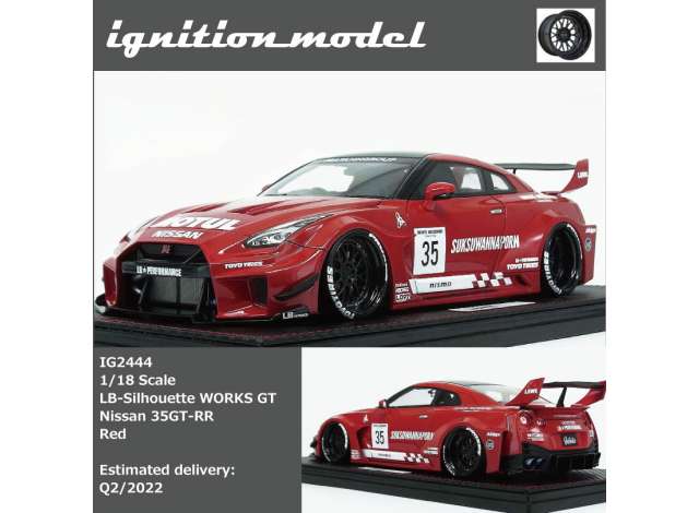 Preorder - Q3 2023 - 1/18 LB-WORKS Nissan 35 GT-RR with 20inch wheels, red