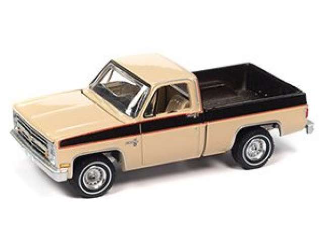 1985 Chevrolet Silverado, tan body with dark brown side stripes & bed