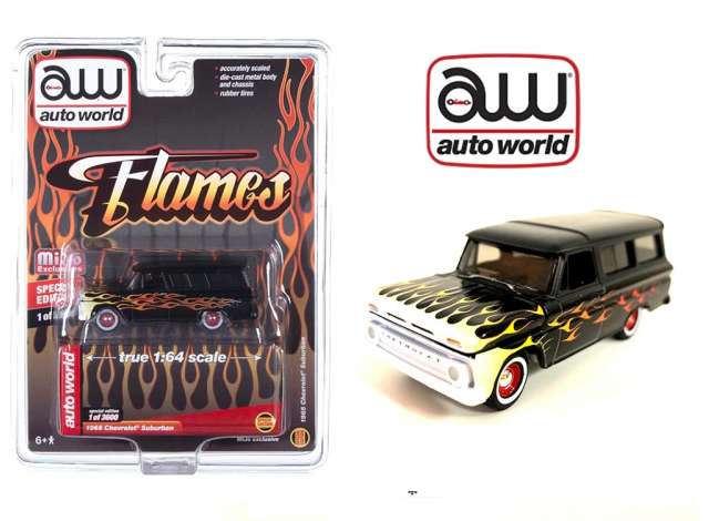 1965 Chevrolet Suburban, black with flames