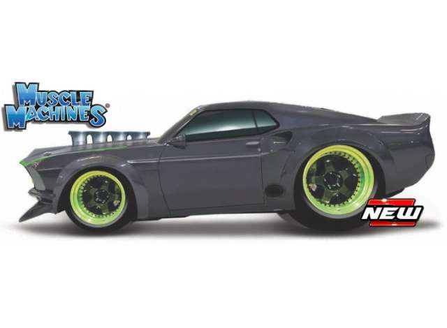 Preorder - Q2 2023 - 1/64 Ford Mustang RTR-X *Muscle Machines*, grey/green