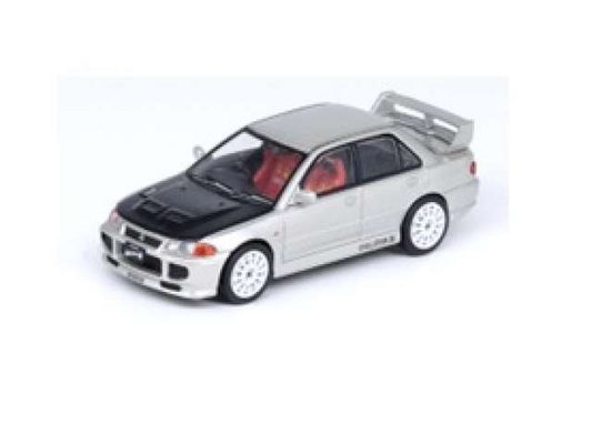 Preorder - August 2023 - 1/64 Mitsubishi Lancer Evolution III, silver with carbon bonnet