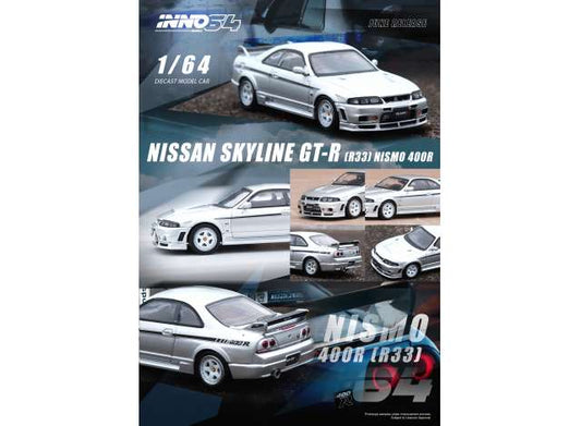 Preorder - August 2023 - 1/64 Nissan Skyline GT-R (R33) Nismo 400R, sonic silver
