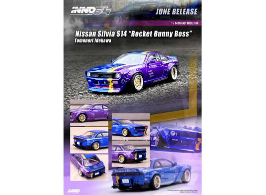Preorder - August 2023 - 1/64 Nissan Silvia S14 *Rocket Bunny Boss* Tomonori Idekawa, blue/purple