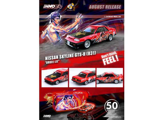 Preorder - August - 1/64 Nissan Skyline GTS-R R31 *Bruce Lee 50th Anniversary*, red/black