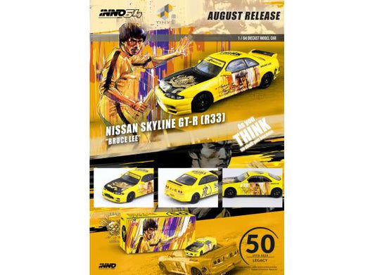 Preorder - August - 1/64 Nissan Skyline GTS-R R33 *Bruce Lee 50th Anniversary*, yellow/black