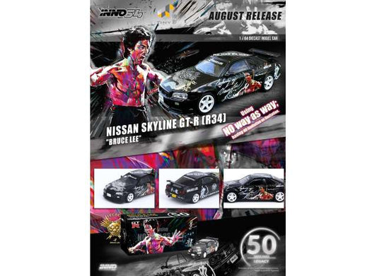 Preorder - August - 1/64 Nissan Skyline GTS-R R34 *Bruce Lee 50th Anniversary*, black