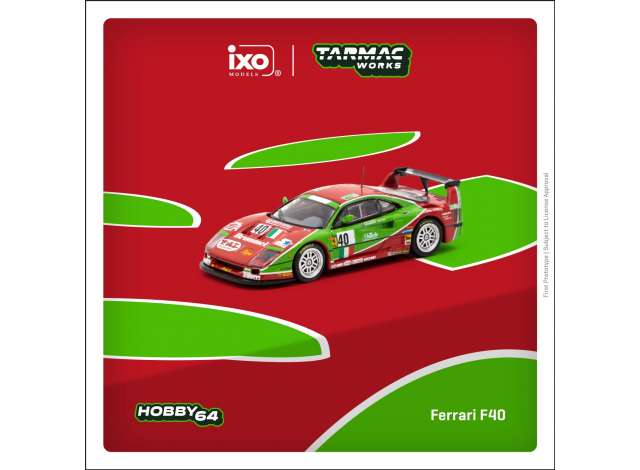 Preorder - November 2023 - 1/64 1995 Ferrari F40 #40 A. Olofsson/L. Della Noce/T. Ota 24h of Le Mans, red/green