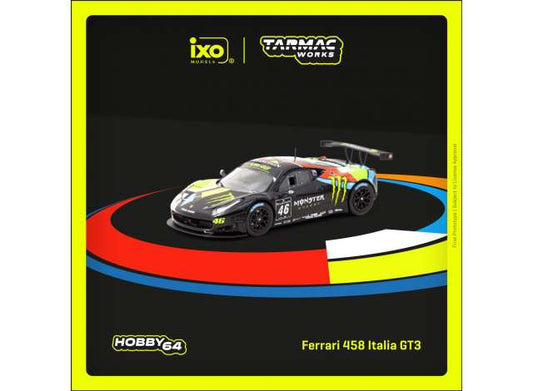 Preorder - January 2024 - 1/64 2012 Ferrari 458 Italia GT3 #46 V. Rossi/A. Salucci/A. Ceccato Blancpain Endurance Series Monza, black/yellow