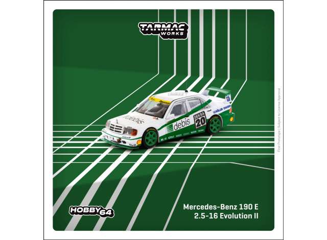 Preorder - January 2024 - 1/64 1991 Mercedes Benz 190 E 2.5-16 Evolution II #20 Michael Schumacher DTM, white/green