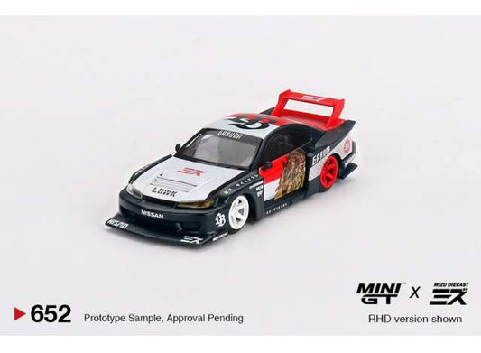 Preorder April 2024 - 1/64 LB Super Silhouette Nissan S15 Silvia *Garuda*, black/red/white