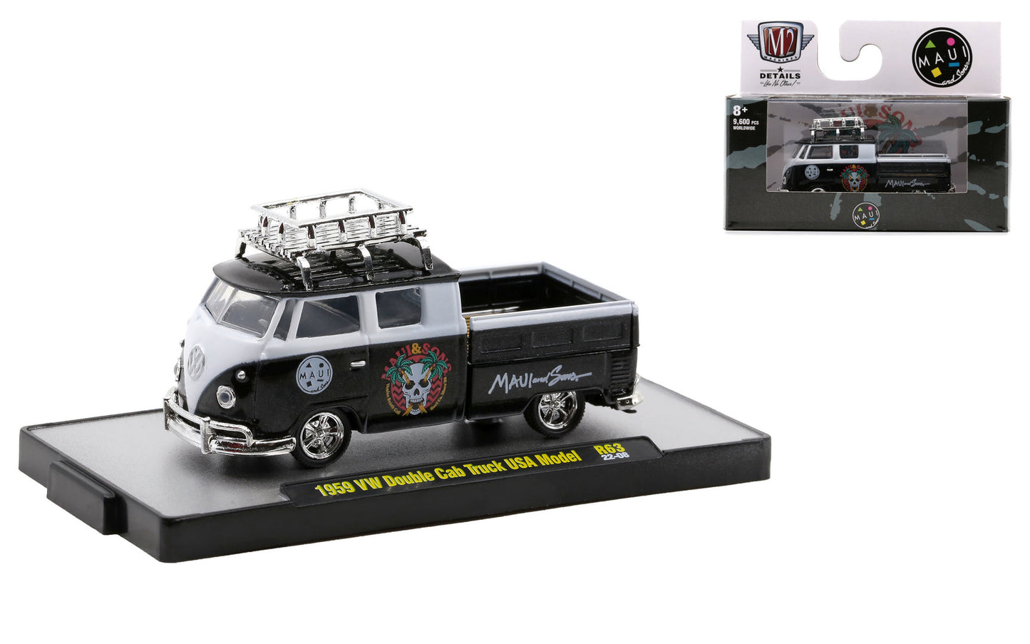 M2 - M2 Volkswagen 1959 VW Double Cab Truck USA Model *Maui & Sons*, black