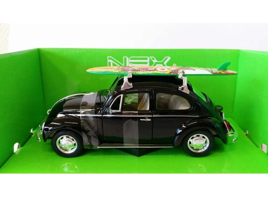 1/24 1959 Volkswagen Beetle hard top with Surfboard on top, black