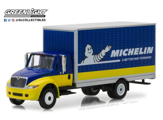 1/64 2013 International Durastar Box Van *Michelin Tires*, H.D. Truck series 12, blue/yellow