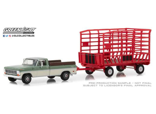 1/64 1969 Ford F-100 Farm & Ranch Special Long Bed With Bale Throw Wagon Pack *Hitch & Tow Series 15*