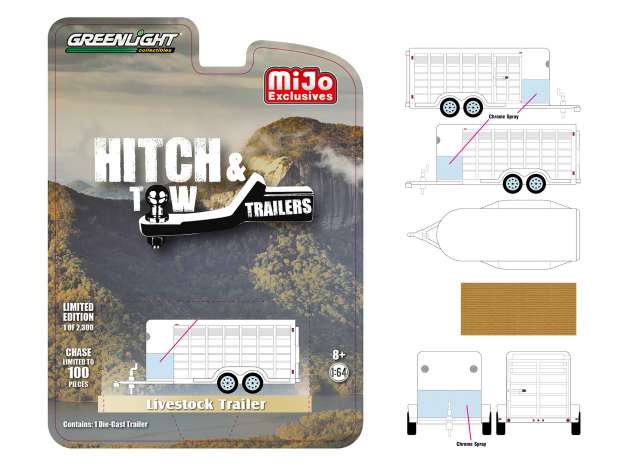 1/64 Livestock Trailer *Hitch & Tow Trailers*, white