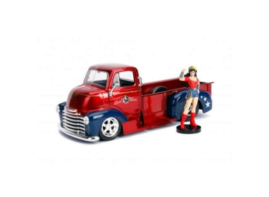 1/24 1952 Chevrolet COE Pickup *Wonder Woman* including Wonder Woman figure, red/blue