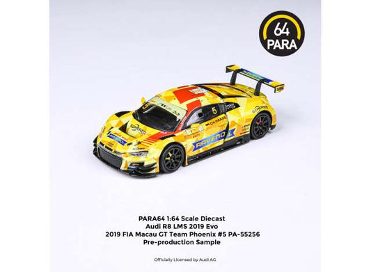 1/64 2019 Audi R8 LMS EVO #5 Phoenix Racing Fia Macau GT, yellow/red