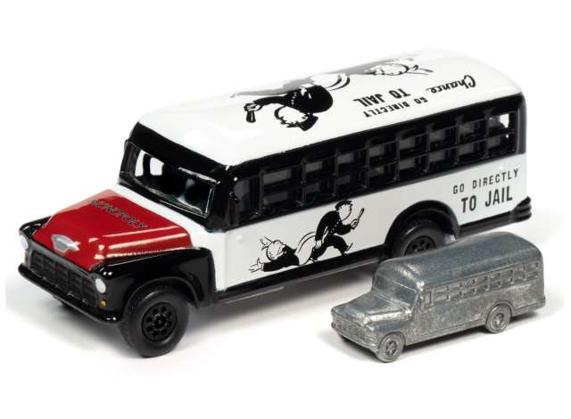 1/64 Monopoly Chevrolet School Bus & Token, white/black