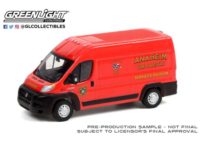 1/64 2018 Ram ProMaster 2500 Cargo High Roof *Anaheim California Fire & Rescue Service Division *Route Runners Series 3*, red