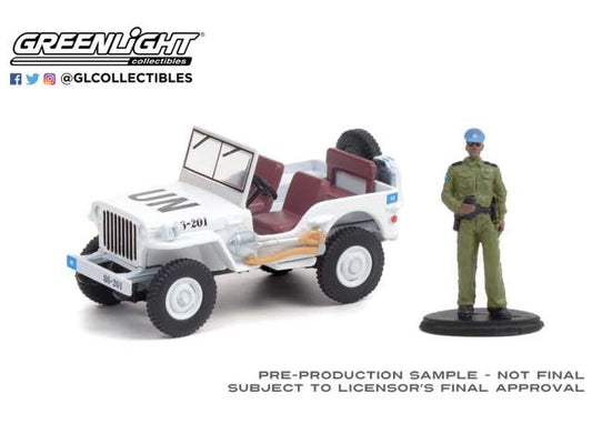 1/64 1942 Willys MB Jeep United Nations with United Nations Security Officer *The Hobby Shop Series 11*, white