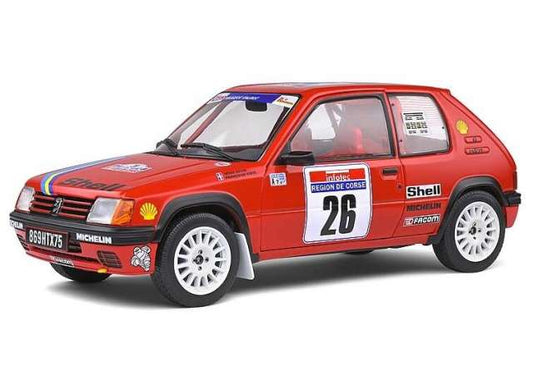 1/18 1990 Peugeot 205 #26 Devin/Viste Rally PTS Tour de Corse, red