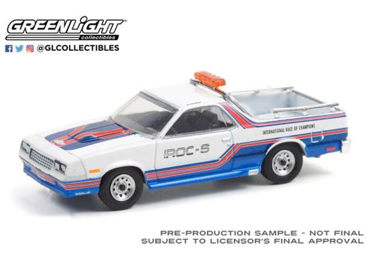 1/64 1985 Chevrolet El Camino SS International Race of Champions (IROC) Official Pace Car IROC-S #001, white/blue