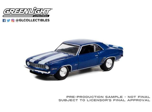 1/64 1969 Chevrolet Camaro Z28 (Lot #687.3) *Barrett Jackson Series 9*, dusk blue with white stripes