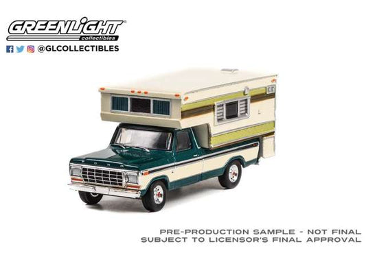 1/64 1978 Ford F-250 with Large Camper, dark jade metallic & wimbledon white