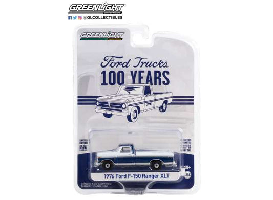 1/64 1976 Ford F-150 Ranger XLT Trailer Special Ford Trucks 100 Years *Anniversary Collection series 14*, white/blue