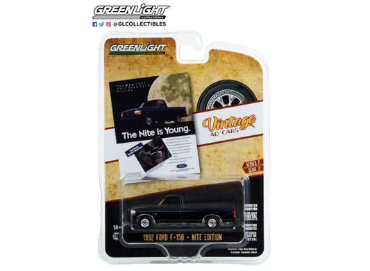 1/64 1992 Ford F-150 Nite Edition *The Nite Is Young* Vintage Ad Cars Series 7, black