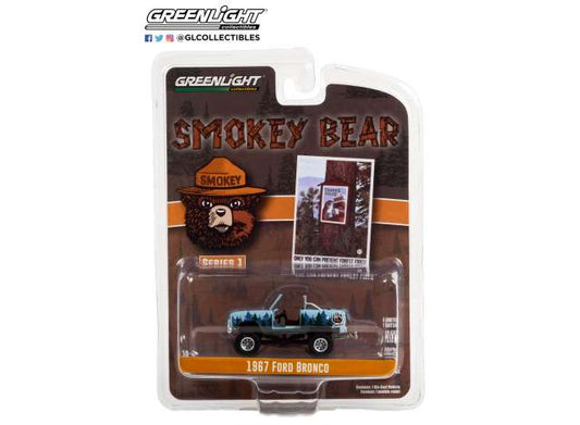 1/64 1967 Ford Bronco (Doors Removed) *Only You Can Prevent Forest Fires* Smokey Bear Series 1, blue/turquoise/green