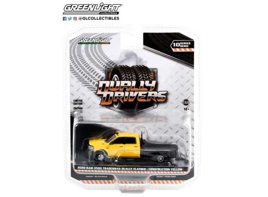 1/64 2020 Ram 3500 Tradesman Dually Flatbed, Construction Yellow, *Dually Drivers Series 10*