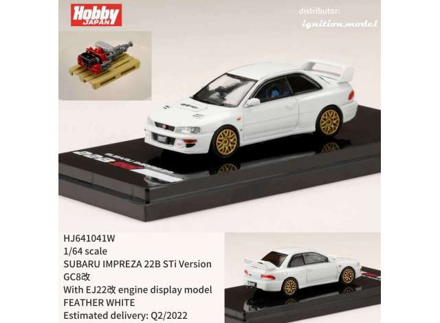 1/64 LHD Subaru Impreza 22B STi Version (GC8) With EJ22 Engine Display Model, white