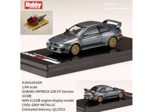 1/64 LHD Subaru Impreza 22B STi Version (GC8) With EJ22 Engine Display Model, cool grey metallic